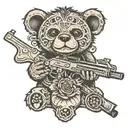 grateful dead bear rifle tattoo design idea