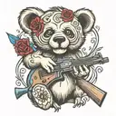 grateful dead bear rifle tattoo design idea