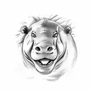 hippo with lion tattoo design idea