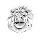 hippo with lion tattoo design idea