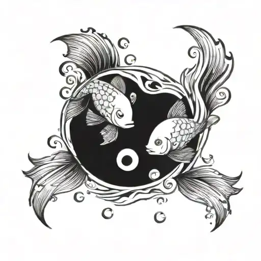 two fish like yin yang swim in a circle tattoo design idea