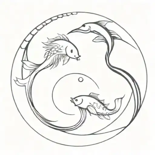 two fish like yin yang swim in a circle tattoo design idea