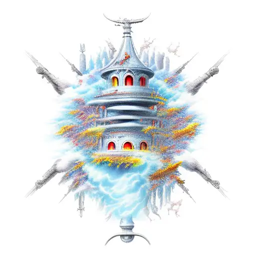 Battle of heaven And the hell tattoo design idea