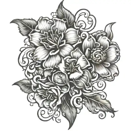 flower aquarius and gemini zodiac sign tattoo design idea
