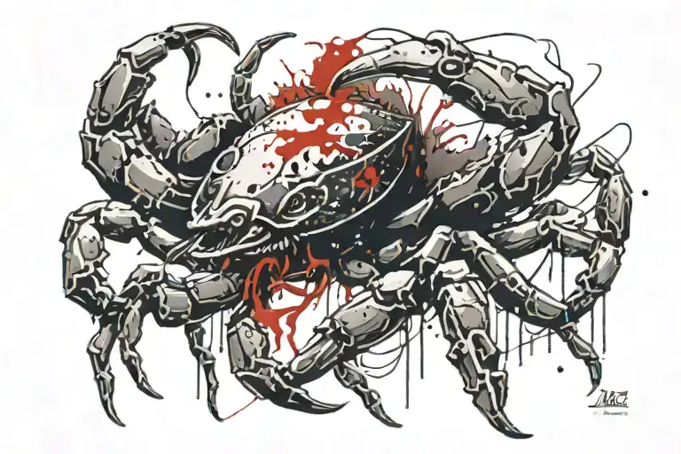 ram, crab, scorpion intertwined tattoo design idea