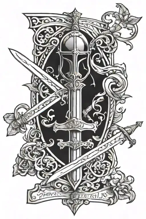 armor of God and sword of the spirit (all symbolism from the bible verses: ephesians 6:10-17) tattoo design idea
