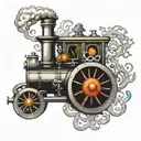 steam engine design tattoo design idea