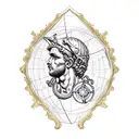 nautical map, roman statue, knight tattoo design idea