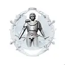 nautical map, roman statue, knight tattoo design idea