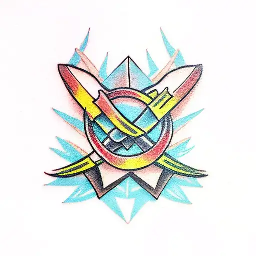 bow and arrow ribbon tattoo design idea