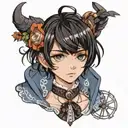 boy with black hair and dark blue eyes in lolita fashion  tattoo design idea