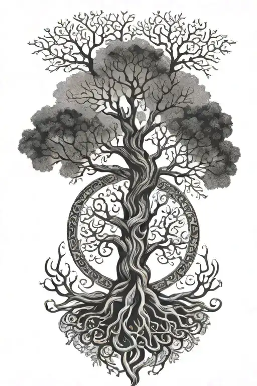 a wild and crazy Norse tree of life tattoo for a creative man tattoo design idea