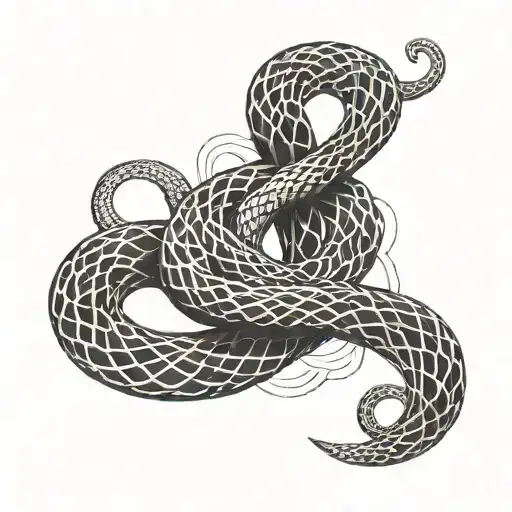 A sleek and mysterious omerta symbol intertwined with a snake, symbolizing secrecy and loyalty tattoo design idea