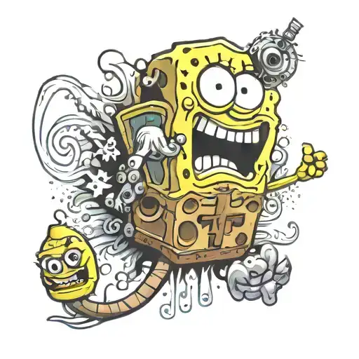 Organspende and Spongebob themed tattoo tattoo design idea