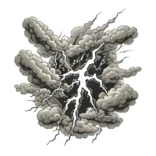 lightning bolts and clouds tattoo design idea