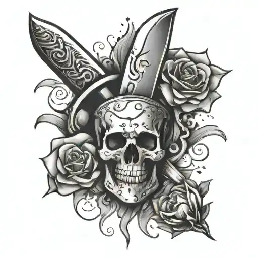 shake and knife  tattoo design idea