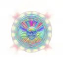 a psychedelic head coming outside lsd dmt or Mushroom patterns full of colors with hippie symbols  tattoo design idea