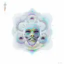 a psychedelic head coming outside lsd dmt or Mushroom patterns full of colors with hippie symbols  tattoo design idea