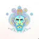 a psychedelic head coming outside lsd dmt or Mushroom patterns full of colors with hippie symbols  tattoo design idea