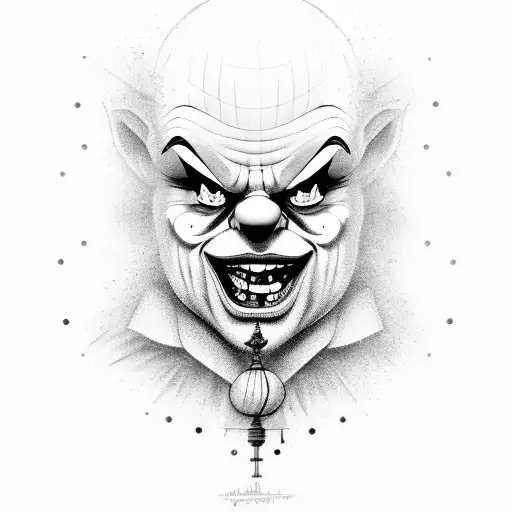 angry clown and timeglass tattoo design idea