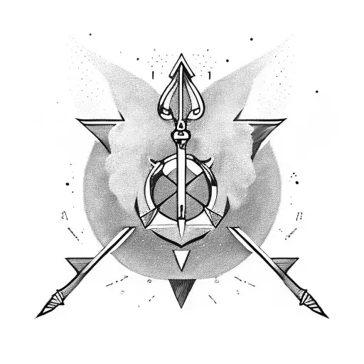 Sagittarius with power symbol tattoo design idea