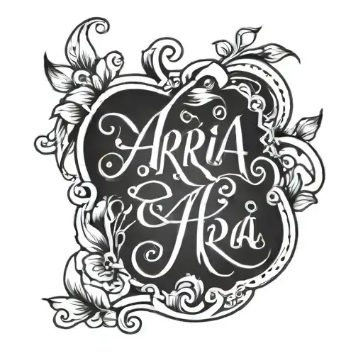 aria in cursive tattoo design idea