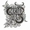 aria in cursive tattoo design idea