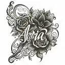 aria in cursive tattoo design idea