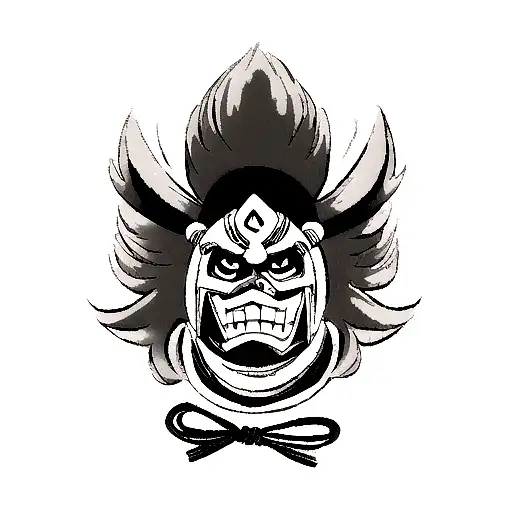 Anime Oni Mask Tattoo Idea - BlackInk AI