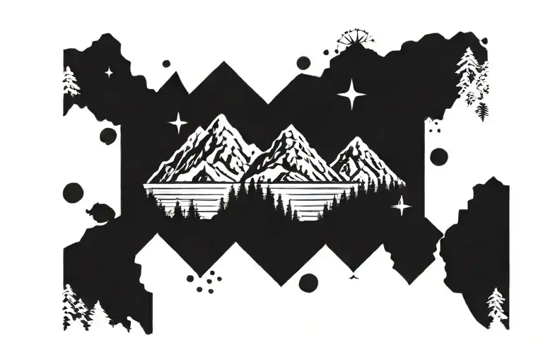Mountains, sea, rainforest themed bracelet tattoo tattoo design idea