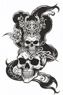 sukuna anime half skull tattoo design idea