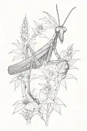 Praying mantis in a marijuana field  tattoo design idea