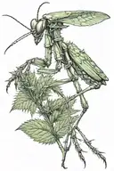Praying mantis in a marijuana field  tattoo design idea