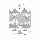 An Aztec-inspired pattern of mountains and trees, with a coffee cup nestled in the center tattoo design idea