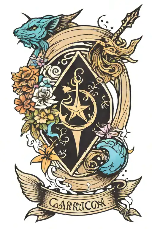 astrology arrow Capricorn and pisces sign tattoo design idea