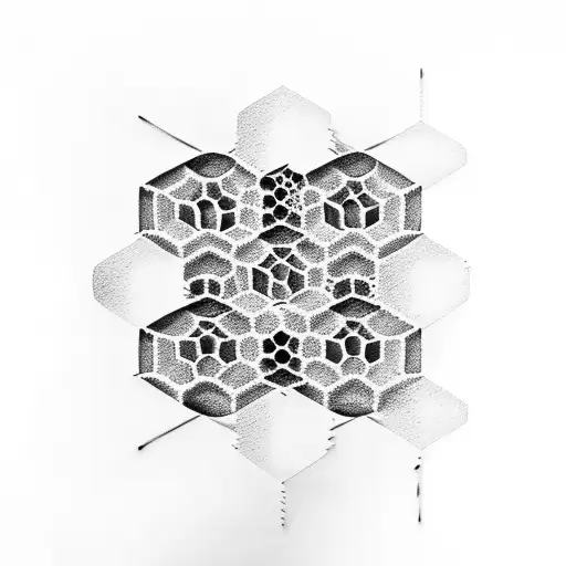 honeycomb, white paint over solid blackwork tattoo design idea