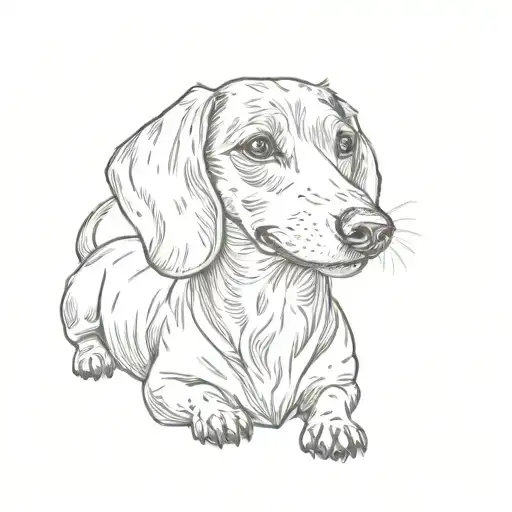 Dachshund smiling tattoo design idea