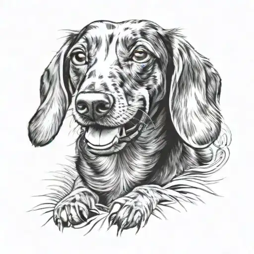 Dachshund smiling tattoo design idea