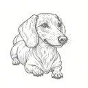 Dachshund smiling tattoo design idea