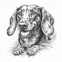 Dachshund smiling tattoo design idea