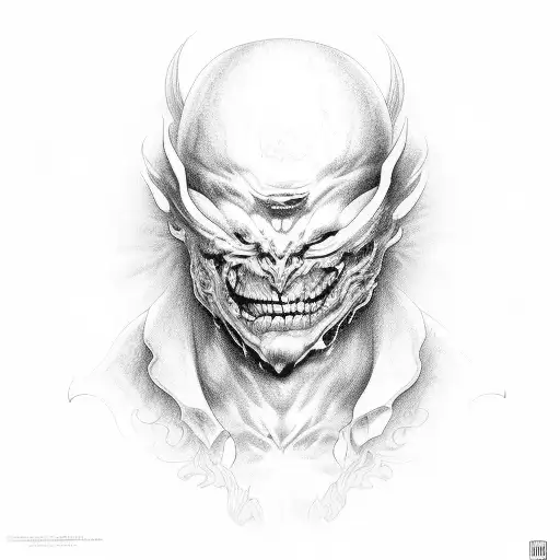 man face against demons and angels tattoo design idea