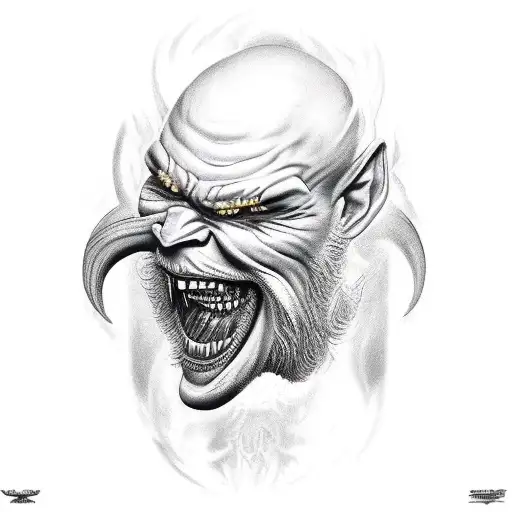 man face against demons and angels tattoo design idea