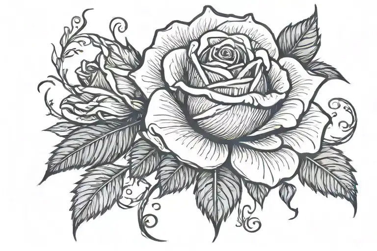 rose, thisle, child, birthday date tattoo design idea
