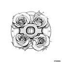 The letter D with roses and a sword tattoo design idea