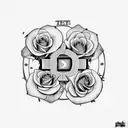 The letter D with roses and a sword tattoo design idea