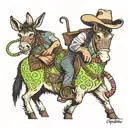 donkey riding a lime with a cowboy hat smoking a cigarette  tattoo design idea