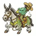 donkey riding a lime with a cowboy hat smoking a cigarette  tattoo design idea