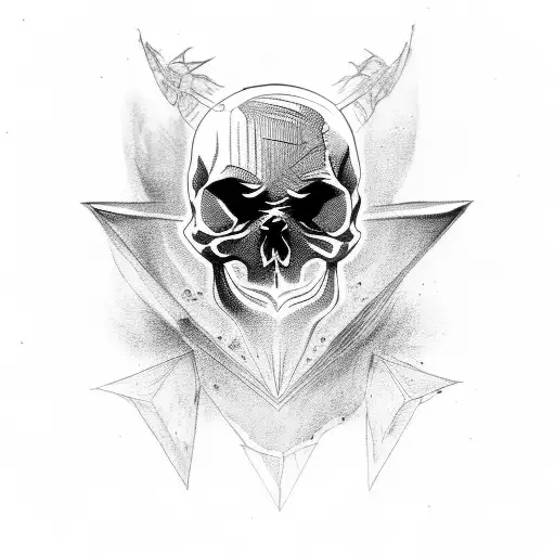 A skull of a crow, line art, tattoo, 2D, black and white, nature, witchy tattoo design idea