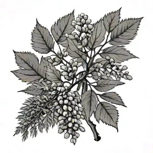 branches of wormwood and rowan tattoo design idea