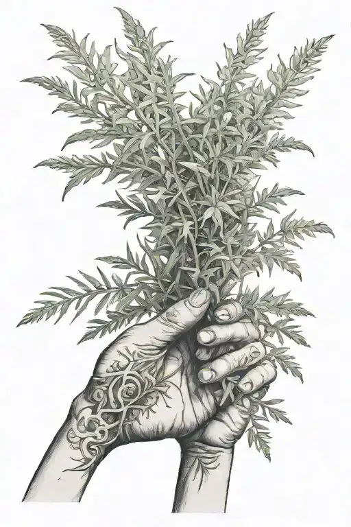 wormwood wraps around the hand tattoo design idea